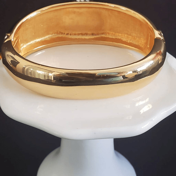 VTG Swarovski Black Enamel Hinged Bangle with Crystals Signed S.A.L.‎ 80's - Picture 7 of 10